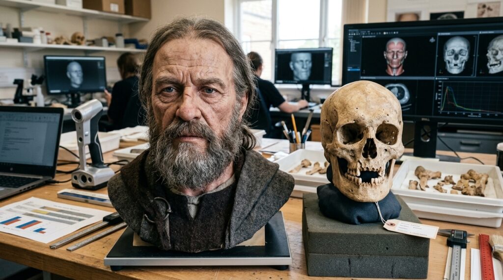 O rosto de um homem enterrado há quase 1.000 anos finalmente é revelado: reconstrução impressiona pesquisadores e túmulo esconde uma inesperada conexão com os vikings