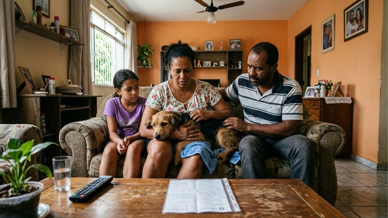Família contrata dedetização para acabar com baratas antes das festas e, dias depois, o cachorro passa mal e o veterinário pede o nome do produto aplicado na casa