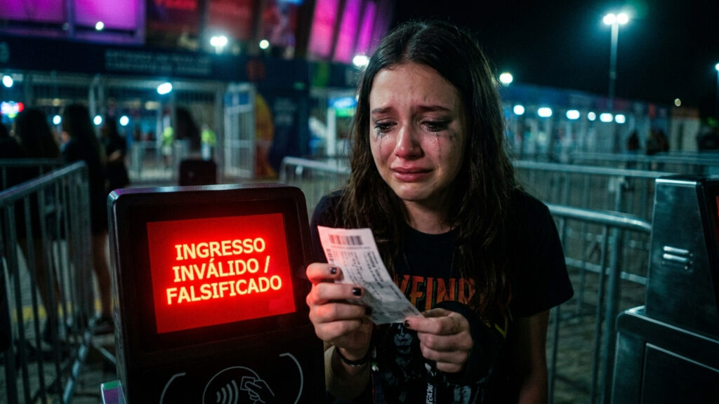 Fã paga R$ 3 mil a cambista na internet por ingresso de show, descobre bilhete falso na catraca e fica sem direito a reembolso pela lei