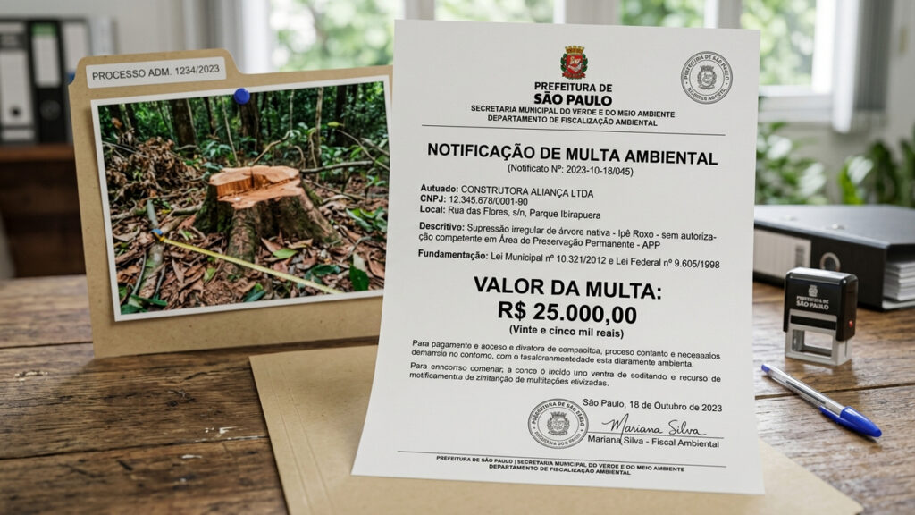 Morador derruba árvore centenária da calçada sem autorização para não varrer folhas e prefeitura aplica multa ambiental de R$ 25 mil reais