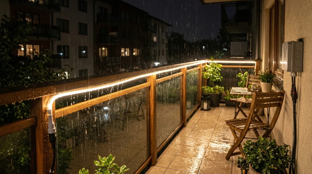 Morador coloca fitas de LED na área externa para iluminar o ambiente e descobre o que fazer para aumentar a durabilidade do material