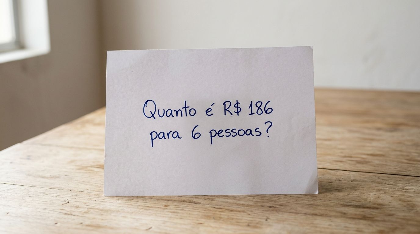 A conta deu R$ 186 para 6 pessoas, mas uma não vai pagar: quanto sobra para cada uma?