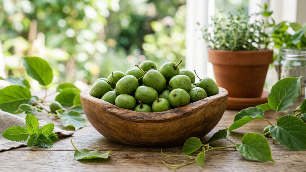 Adeus, kiwi: essa fruta de casca lisa verde e tamanho de uva se come inteira e cresce perfeitamente em trepadeiras de varanda