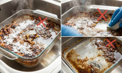 Sem esponja de aço, nem riscos no vidro: a melhor forma de tirar crostas queimadas da assadeira usando água bem quente com bicarbonato