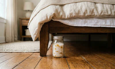 Colocar pote com sal grosso e óleos essenciais debaixo da cama: o truque simples que puxa a umidade do piso e deixa o quarto perfumado por semanas