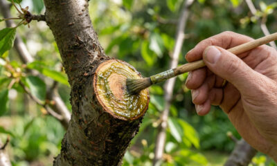 Pulverização de extrato de própolis verde a 1%: como o composto atua como selante biológico e protege cortes de poda contra o cancro bacteriano