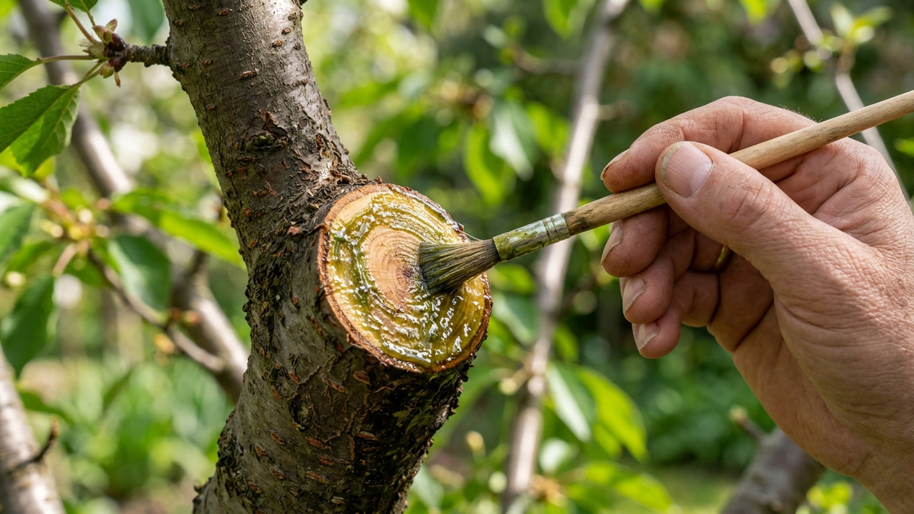 Pulverização de extrato de própolis verde a 1%: como o composto atua como selante biológico e protege cortes de poda contra o cancro bacteriano