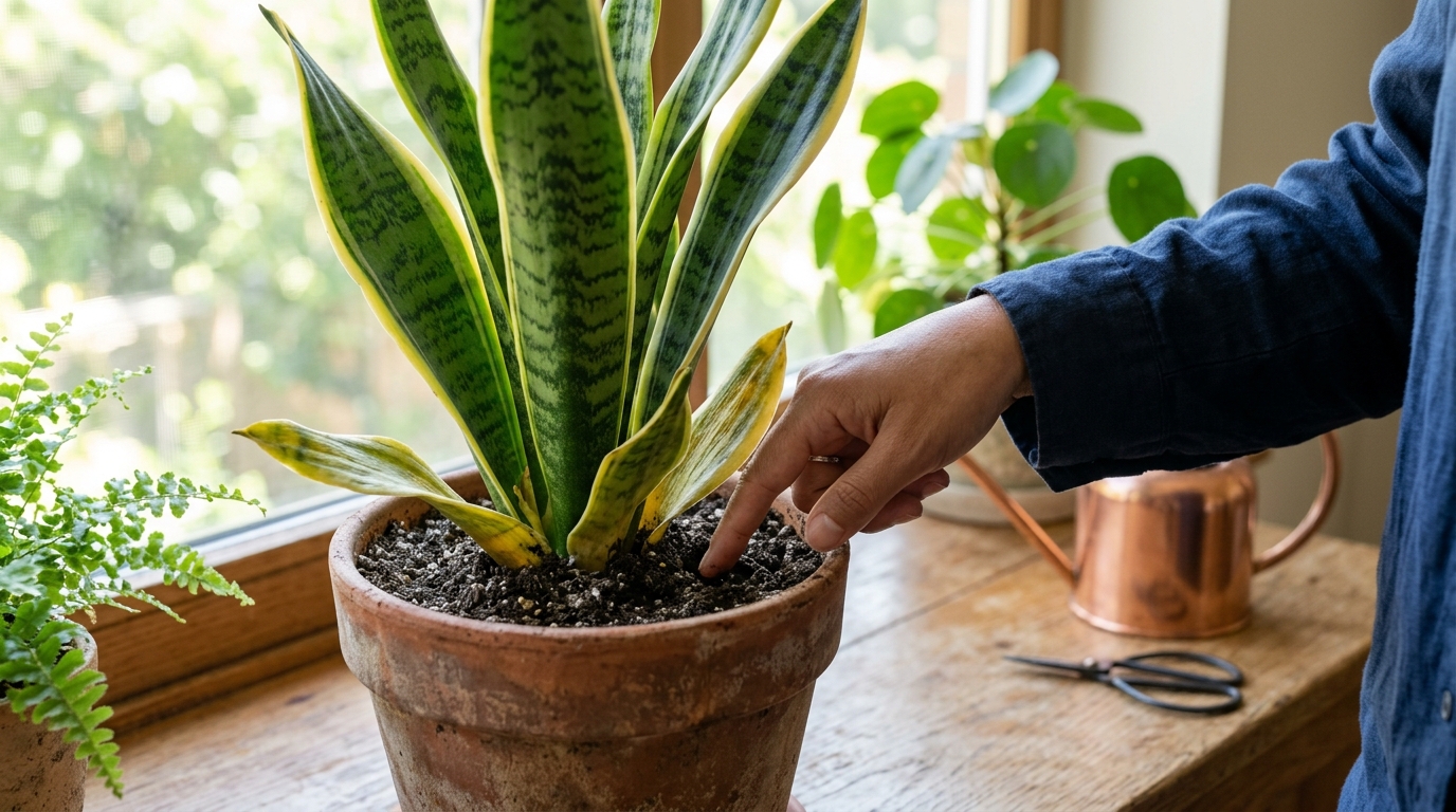 Espada-de-são-jorge na primavera: o que fazer agora para a planta não amarelar, e os erros de rega que matam as folhas em poucas semanas
