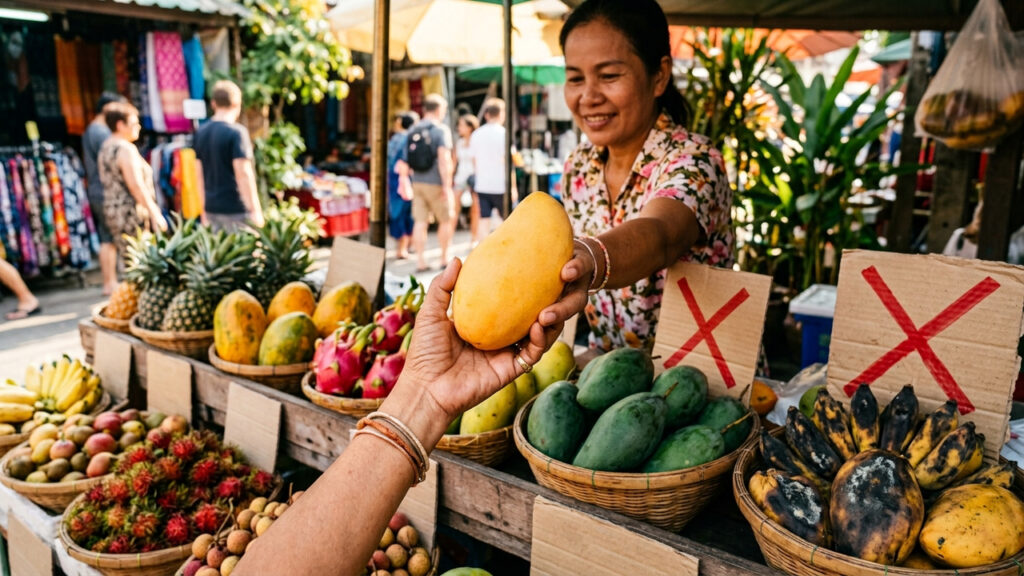 Adeus frutas verdes ou passadas: o guia simples de toque, peso e perfume para escolher frutas maduras e doces na feira sem errar