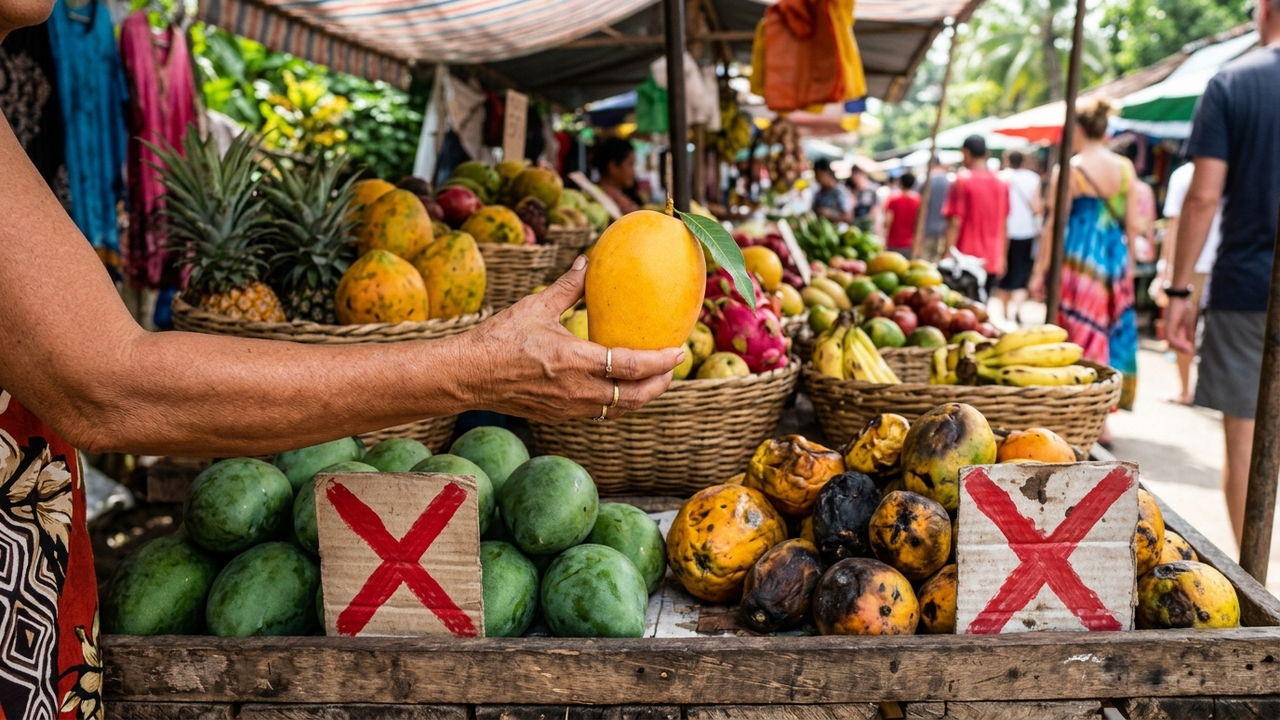 Adeus frutas verdes ou passadas: o guia simples de toque, peso e perfume para escolher frutas maduras e doces na feira sem errar