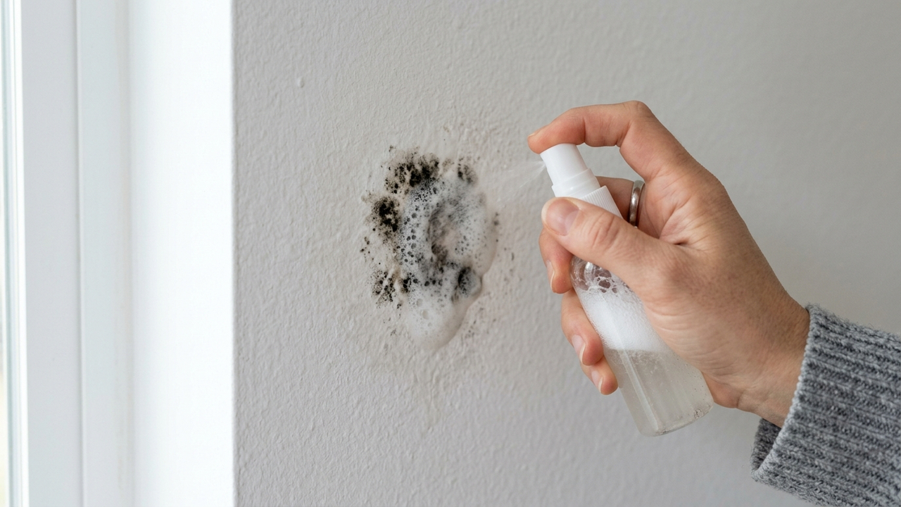 Borrifar vinagre branco com bicarbonato no início de mofo da parede: o método caseiro simples para matar os fungos antes que a mancha se espalhe