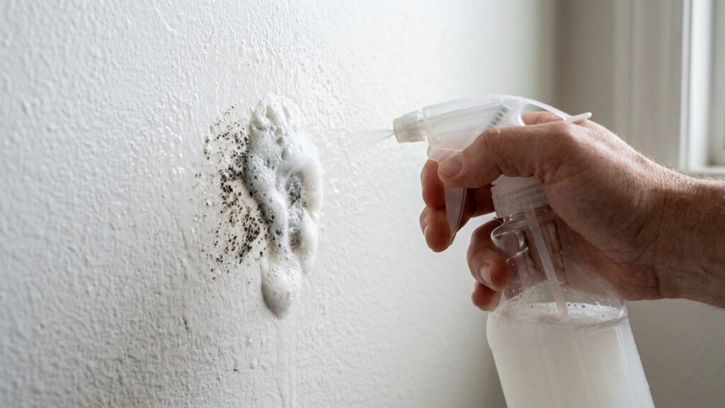 Borrifar vinagre branco com bicarbonato no início de mofo da parede: o método caseiro simples para matar os fungos antes que a mancha se espalhe