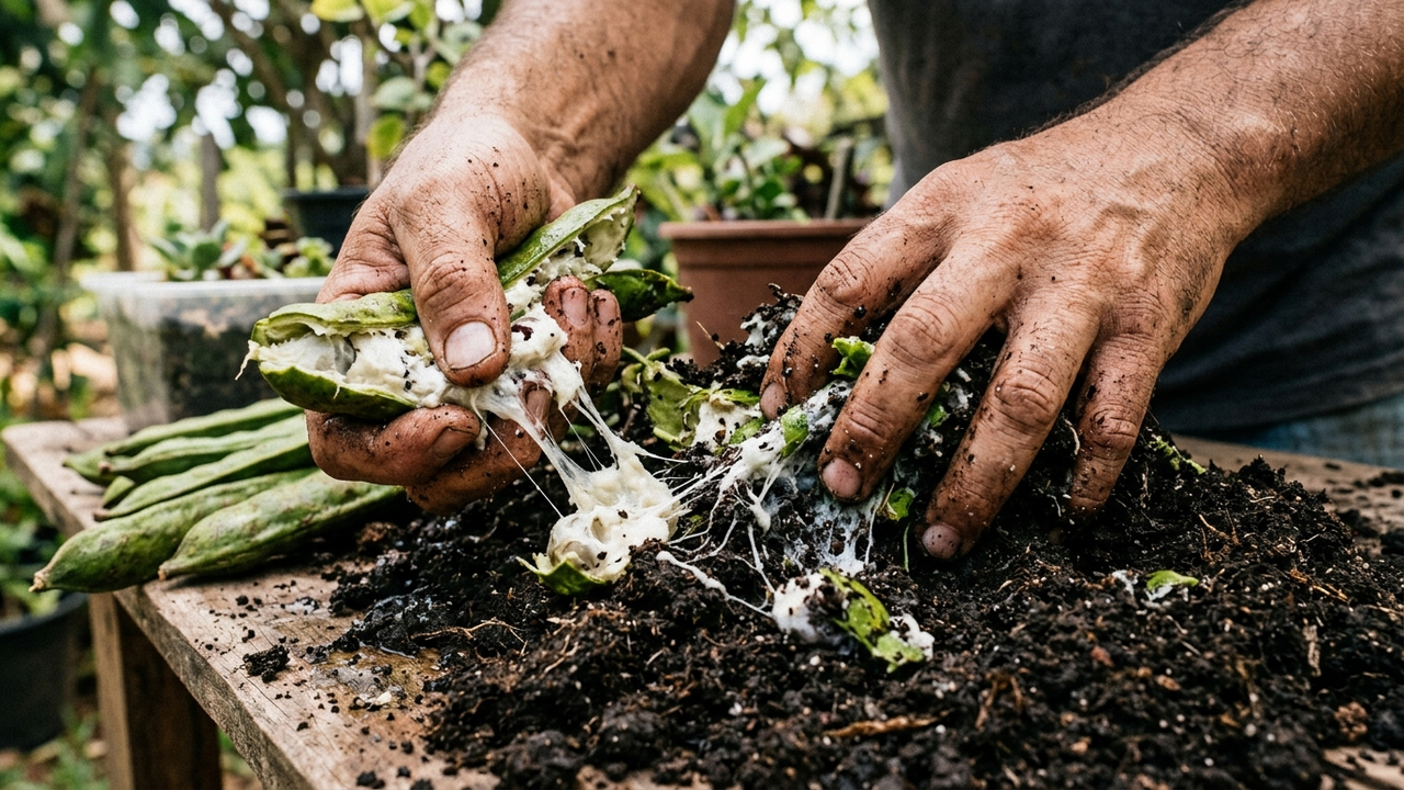 Vagem de ingá triturada na terra do vaso: como os açúcares complexos dessa fruta alimentam fungos benéficos que aceleram as raízes