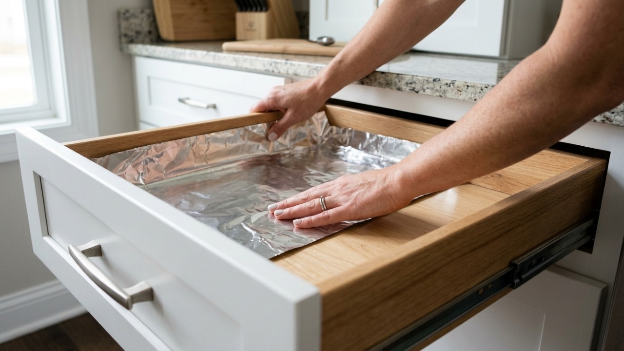 Colocar papel-alumínio no fundo das gavetas da cozinha: para que serve e por que especialistas recomendam esse truque dentro dos armários
