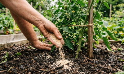 O truque caseiro simples com pó de cascas de ovos assadas no forno para enriquecer a terra com cálcio e evitar a podridão preta dos tomates