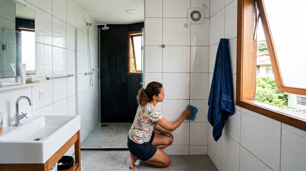 Especialistas em limpeza concordam: se o rejunte do seu banheiro estiver escuro, não é porque está sujo, mas sim por causa da condensação, e "é aconselhável ventilar o ambiente e realizar a manutenção"