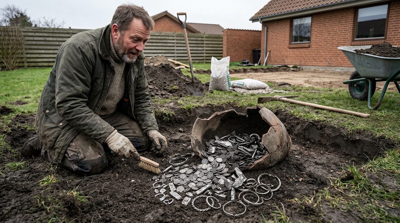 Homem queria fazer um terraço em seu jardim, e acabou encontrando um tesouro viking de 1.100 anos, com 700 peças e 18,5 quilos