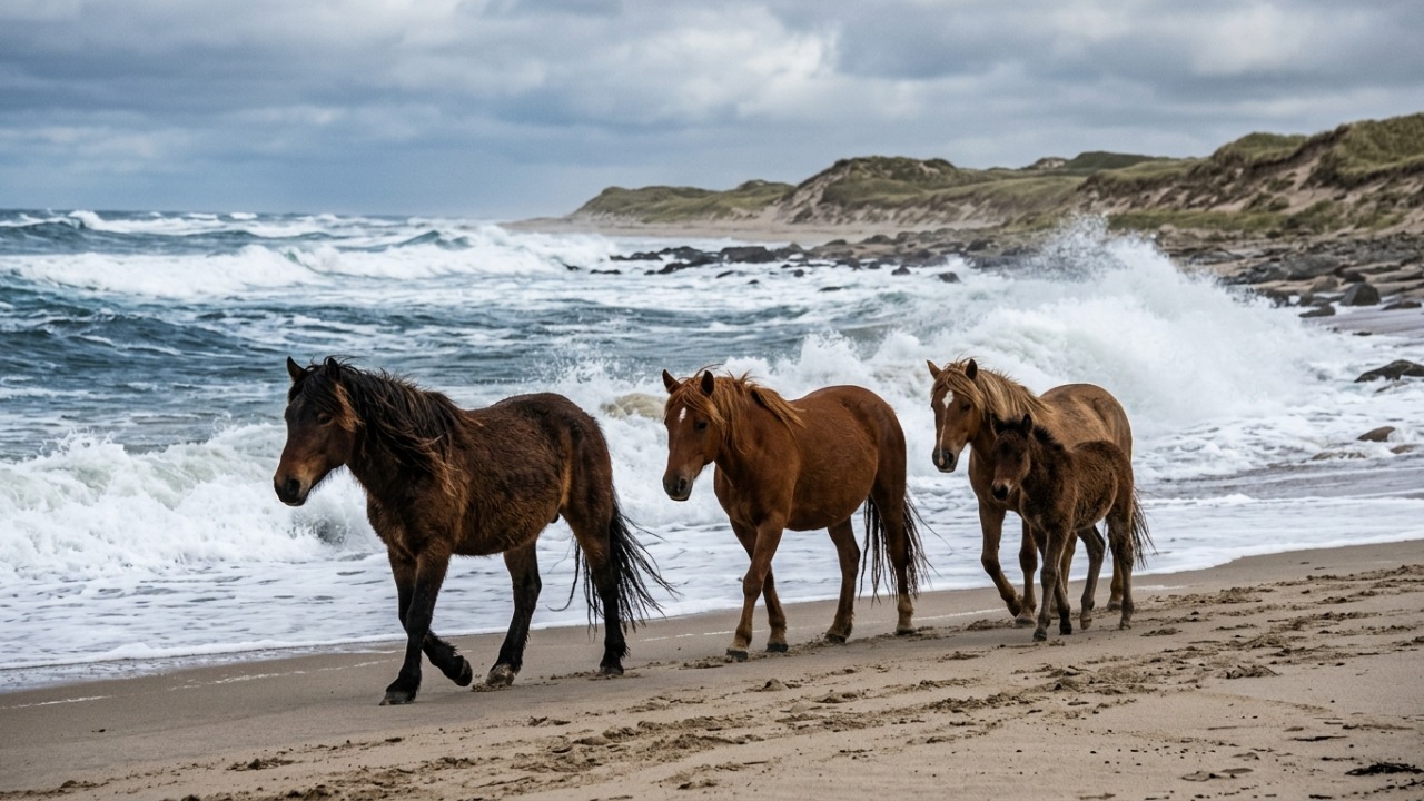 Em 1760, alguns cavalos foram deixados em uma ilha isolada do Atlântico e, mais de 260 anos depois, seus descendentes ainda sobrevivem livres entre dunas e ventos fortes