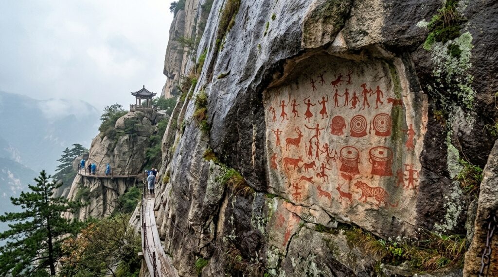 Pinturas rupestres de Huashan preservaram sangue humano por 2.000 anos graças a uma mistura de cal e argila na China