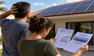 Casal instala painel solar de R$ 32 mil financiado para reduzir a conta de luz, no terceiro mês a distribuidora muda a regra de compensação e a economia prometida pela empresa cai pela metade