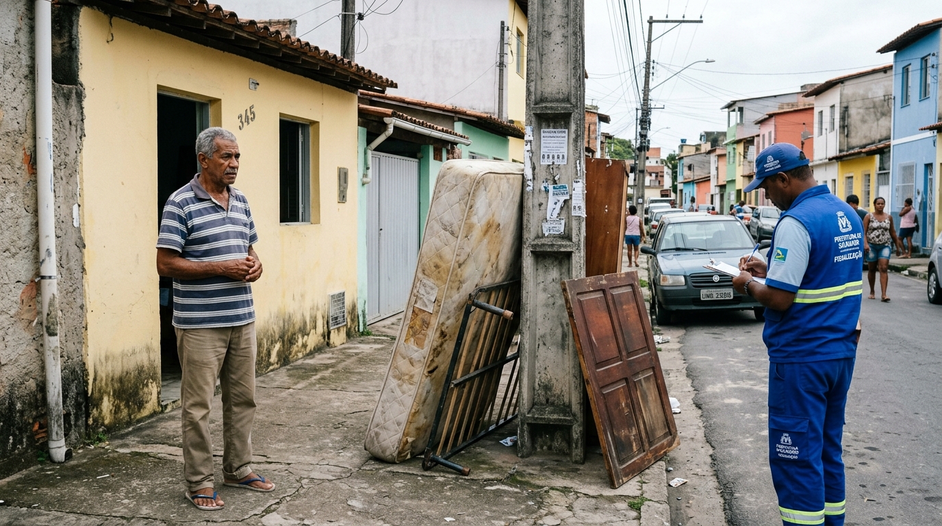 Aposentado deixa o colchão velho na calçada, leva multa de R$ 26.856,15 e descobre que o descarte correto era gratuito