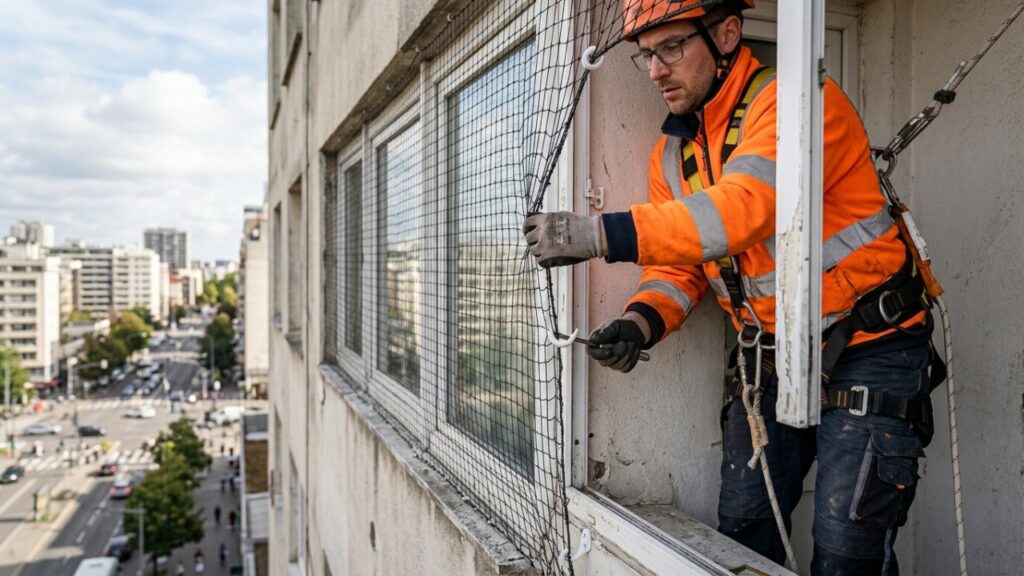 Morador coloca telas de proteção nas janelas por causa dos filhos pequenos e descobre qual espaçamento entre os fios atende à norma brasileira sem comprometer a segurança em emergências