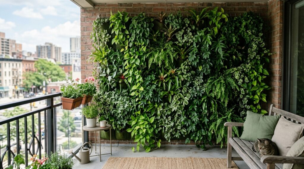 Morador coloca jardim vertical na varanda para aproveitar o espaço e descobre como escolher as plantas certas para deixar a casa mais fresca