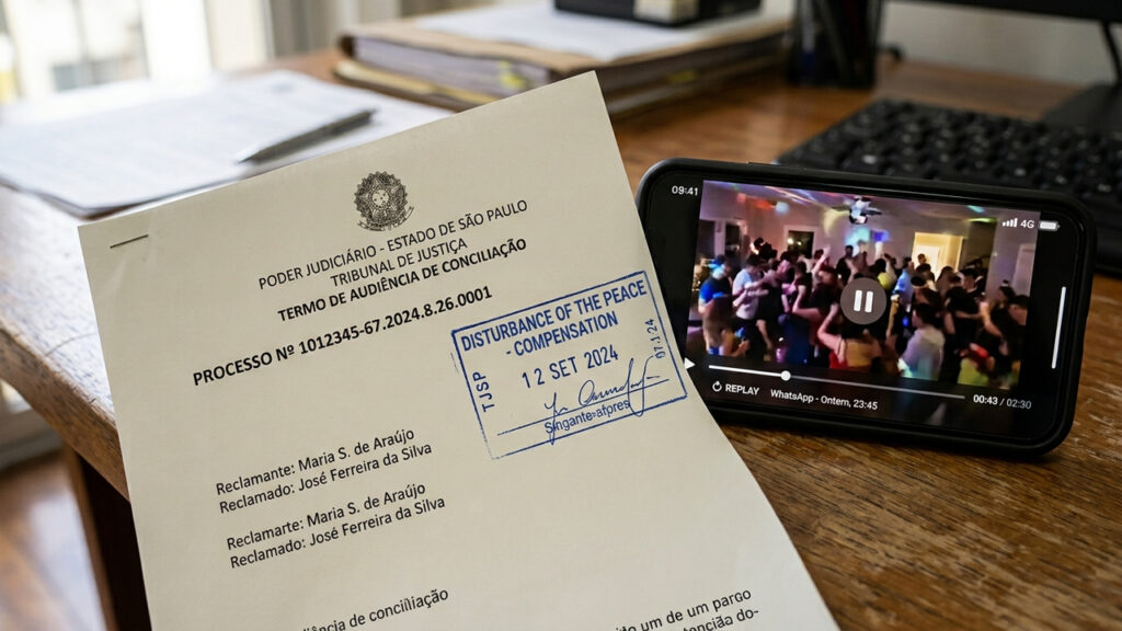 Vizinho promove festa com som alto até 4h da manhã no domingo, morador grava o barulho e Justiça fixa indenização de R$ 12 mil por perturbação