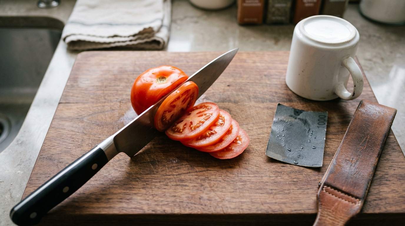 Como afiar uma faca de cozinha cega em casa sem amolador e sem estragar o fio