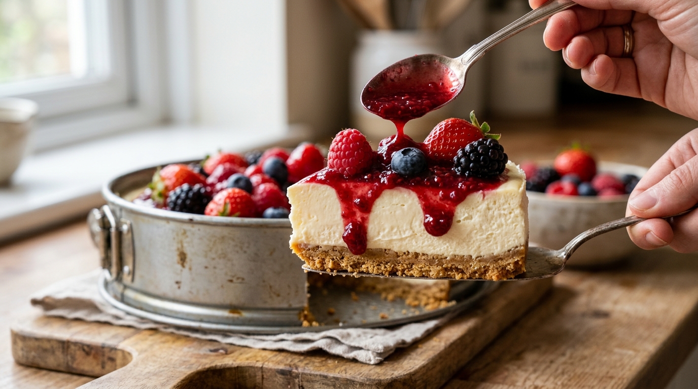Cheesecake de frutas vermelhas sem forno: receita rápida e fácil para qualquer ocasião