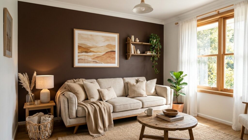 Adeus, verde-sálvia e terracota: em 2026, decoradores estão trocando essas cores pelo marrom-chocolate para deixar os ambientes mais quentes e sofisticados
