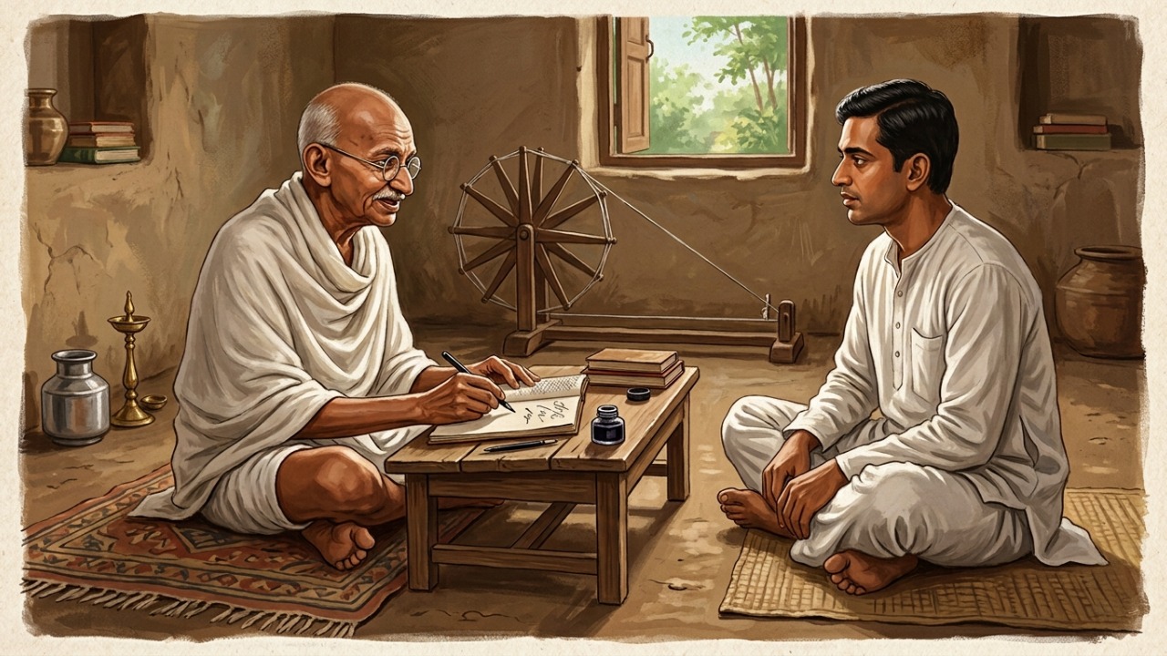 Frase de Mahatma Gandhi, pai da nação indiana: “Felicidade é quando o que você pensa, o que você diz e o que você faz estão em harmonia.” Uma lição sobre coerência, paz interior e escolhas