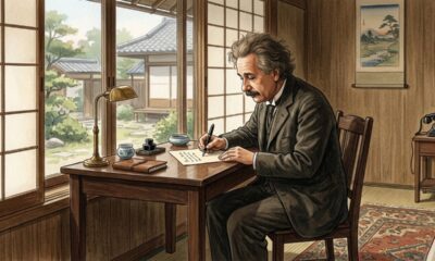 Frase de Albert Einstein: “Uma vida humilde e tranquila traz mais felicidade do que a busca pelo sucesso e a inquietação constante que ela implica.” Uma lição sobre paz e realização pessoal