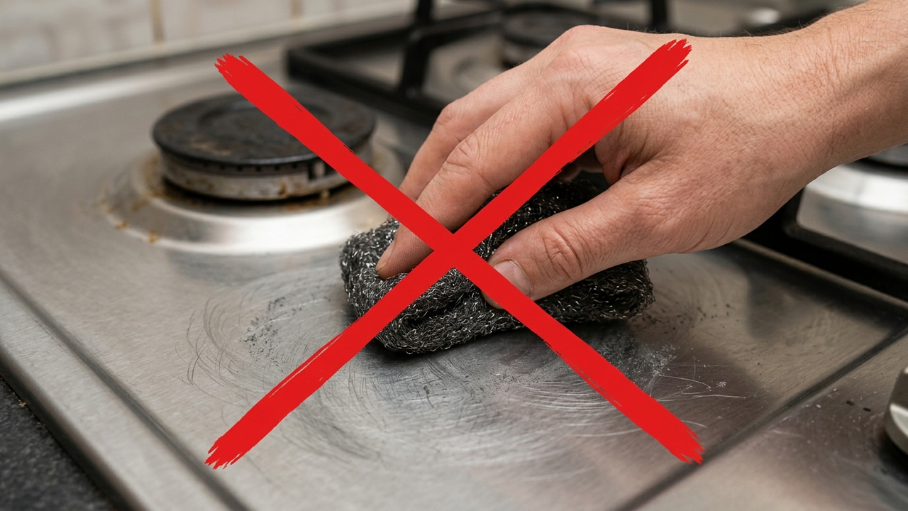 Sem arranhar o inox do fogão: a melhor forma de limpar queimadores engordurados esfregando com saponáceo cremoso e esponja macia