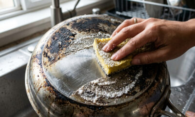 Misturar detergente de coco com sal fino: para que serve a pasta abrasiva leve que desencarde pias de inox e panelas sem riscar o acabamento