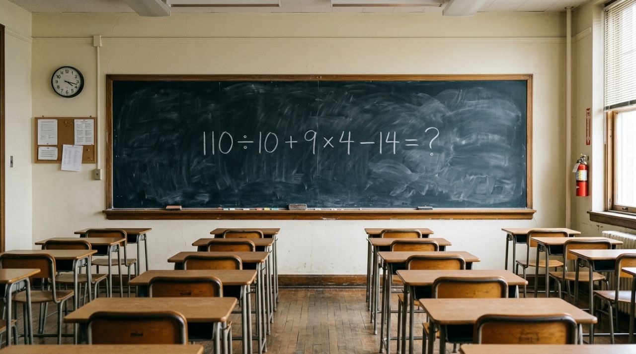 Uma conta curta pode revelar se você ainda lembra da matemática: 110 ÷ 10 + 9 × 4 − 14