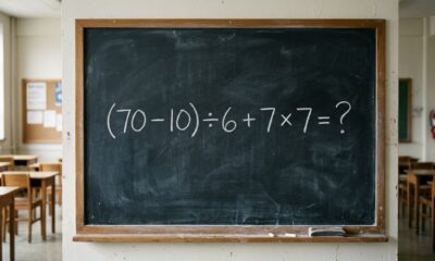 A maioria começa pela parte errada: (70 – 10) ÷ 6 + 7 × 7