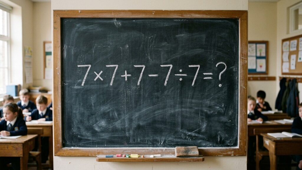 Só quem presta atenção consegue resolver 7 × 7 + 7 - 7 ÷ 7 corretamente na primeira tentativa