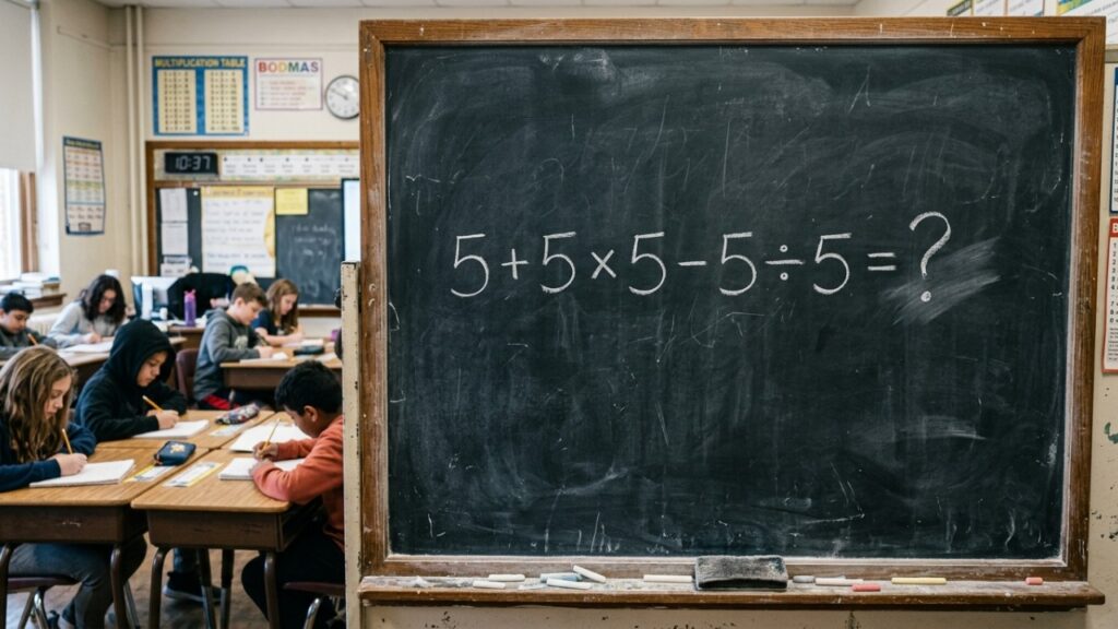 Muita gente se confunde ao resolver 5 + 5 × 5 - 5 ÷ 5 sem calculadora