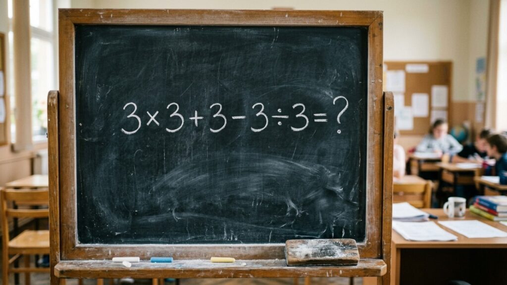 Só quem domina matemática básica resolve 3 × 3 + 3 - 3 ÷ 3 na primeira tentativa