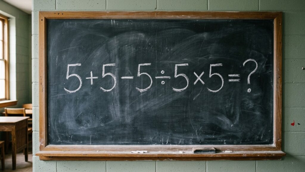 Só adultos que aprenderam essa regra na escola conseguem acertar quanto é 5 + 5 − 5 ÷ 5 × 5