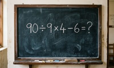 Poucos números, uma única resposta e várias chances de errar: tente resolver sem calculadora 90 ÷ 9 × 4 − 6