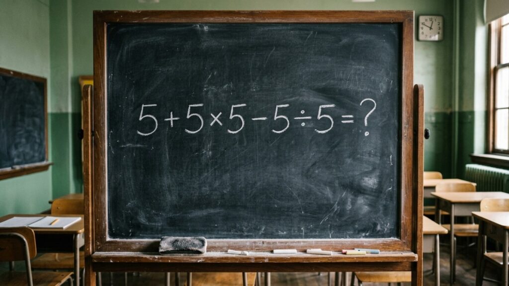Muita gente se confunde ao resolver 5 + 5 × 5 - 5 ÷ 5 sem calculadora