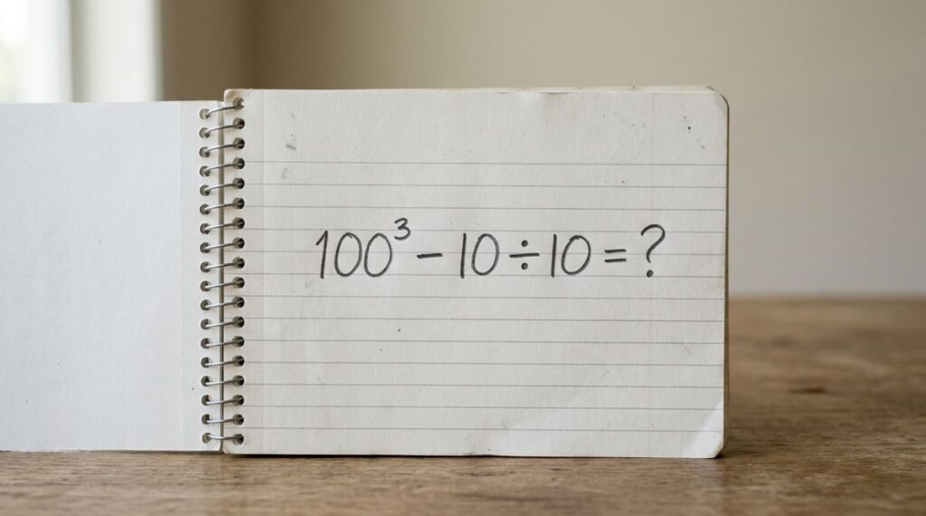 Você tem 30 segundos para descobrir o resultado correto de 100³− 10 ÷ 10