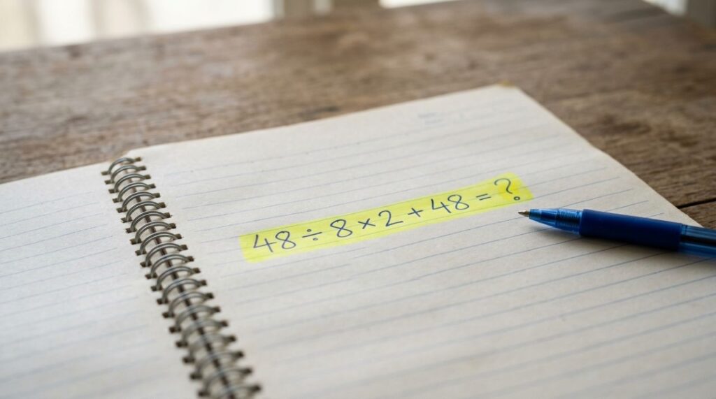 Esta conta de matemática está dividindo opiniões: 48 ÷ 8 × 2 + 48