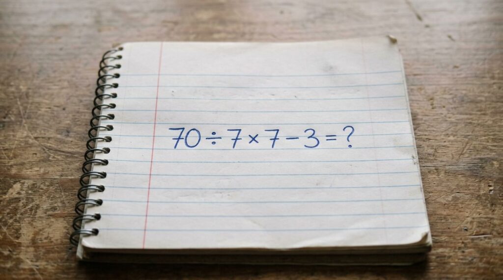 Sem calculadora: você consegue resolver 70 ÷ 7 × 7 − 3 em 30 segundos?