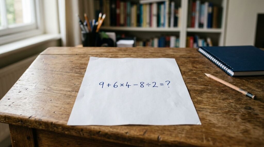 Parece conta de criança, mas muita gente erra: 9 + 6 × 4 − 8 ÷ 2