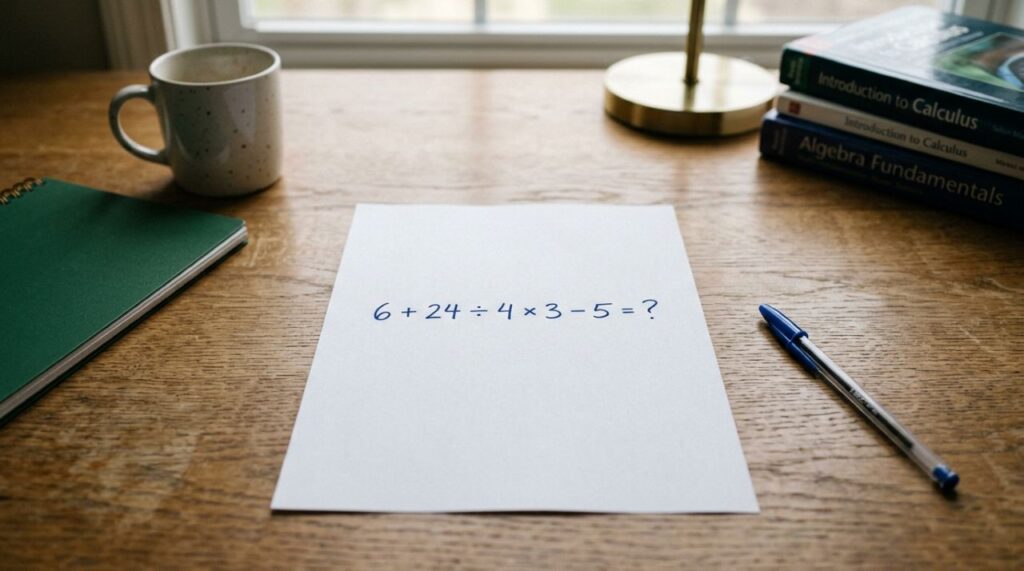 Parece fácil, mas um detalhe muda tudo: 6 + 24 ÷ 4 × 3 − 5