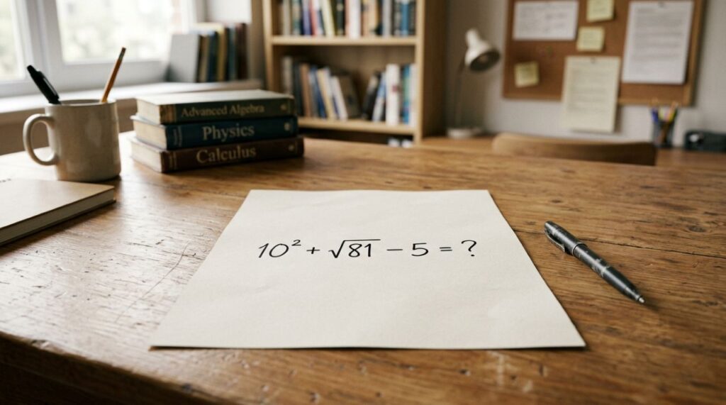 Poucos conseguem fazer de cabeça sem errar: 10² + √81 – 5