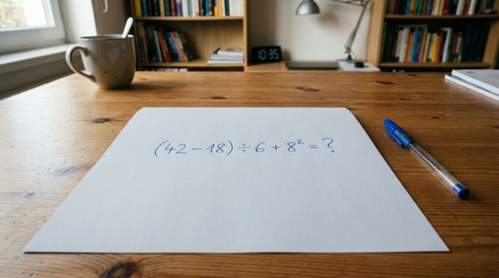 Sem calculadora: você consegue resolver (42 − 18) ÷ 6 + 8²